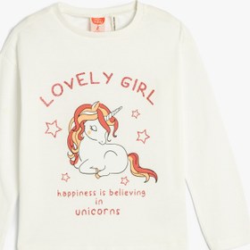 Resim Kız Bebek Unicorn Tişört Uzun Kollu Bisiklet Yaka Pamuklu 
