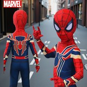 Resim Resmi Lisanslı 2 Parça Erkek Çocuk Spider-Man Kostüm Seti - Kırmızı ve Mavi Süper Kahraman Kıyafeti, Örümcek Desenli & Örümcek Amblemli, 3D Esnek Kumaş Tam Vücut Kılıfı, Halloween, Doğum Günü Partileri, Rol Yapma Oyunları İçin (Makinede Yıkanabilir) - Peter Parker İlhamlı Hediye 