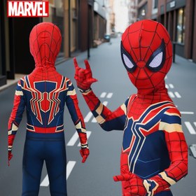 Resim Resmi Lisanslı 2 Parça Erkek Çocuk Spider-Man Kostüm Seti - Kırmızı ve Mavi Süper Kahraman Kıyafeti, Örümcek Desenli & Örümcek Amblemli, 3D Esnek Kumaş Tam Vücut Kılıfı, Halloween, Doğum Günü Partileri, Rol Yapma Oyunları İçin (Makinede Yıkanabilir) - Peter Parker İlhamlı Hediye 