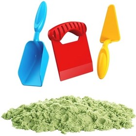 Resim Art Sand Aksesuarlı Yeşil Oyun Kumu 1000 Gr. - Kinetik Kum Seti - Natural Kum - Doğal Kum Çok Renkli 