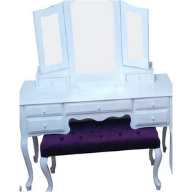 Resim Makyaj Masa Dresuar Takım Model 7çekmece Kayın Aslan Ayak Parlak Beyaz Lake Kanat Ayna El Yapım 