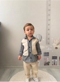 Resim favorimkids Erkek Bebek siyah Kareli Gömlek 2’li Takım Alt Üst Şık Klasik 