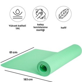 Resim Yumuşak Ve Kaymaz Yüzeyli Yoga & Pilates Matı - 6mm Kalınlık, Hafif Ve Taşınabilir Spor Matı Yeşil 