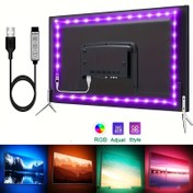 Resim 100.0-1000.0 cm TV LED arka ışık, 55.88-304.8 cm akıllı TV için uygun, çoklu renklerle ayarlanabilir LED ışık, dinamik mod, hassas ayarlanabilir TV şerit ışığı oyun odası, TV arka plan dekorasyonu için uygundur, Mutlu Noeller 