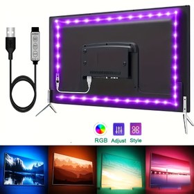 Resim 100.0-1000.0 cm TV LED arka ışık, 55.88-304.8 cm akıllı TV için uygun, çoklu renklerle ayarlanabilir LED ışık, dinamik mod, hassas ayarlanabilir TV şerit ışığı oyun odası, TV arka plan dekorasyonu için uygundur, Mutlu Noeller 