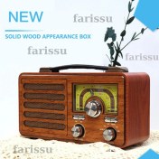 Resim Büyük Boy Gerçek Ahşap Eskitme Görünümlü Çok Fonksiyonlu Retro Radyo | Müzik Sistemli Şarjlı Radyo 