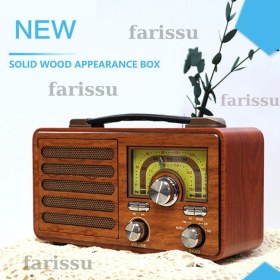 Resim Büyük Boy Gerçek Ahşap Eskitme Görünümlü Çok Fonksiyonlu Retro Radyo | Müzik Sistemli Şarjlı Radyo 