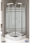 Resim Desaş Shower 1003 Teknesiz Oval Çizgili Desenli Cam Duşakabin 90 x 90 5 MM Gümüş 