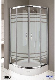 Resim Desaş Shower 1003 Teknesiz Oval Çizgili Desenli Cam Duşakabin 90 x 90 5 MM Gümüş 
