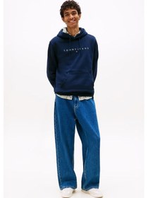 Resim Erkek Regular Fit Yazı Baskılı Kapüşonlu Sweatshirt - Lacivert Dark Night Navy Multi 