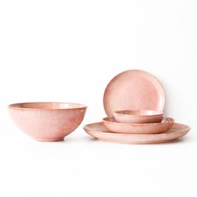 Resim 6 Kişilik Stoneware Yemek Takımı - Gonca Pembe 