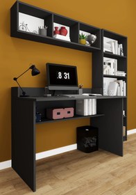 Resim asratrend Modern Çalışma Masası Seti %100 MDF Bilgisayar Ders Ofis Masası Kitaplık ÇMT001 