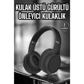Resim Techno Stock Kulak Üstü Kablosuz Bluetooth Kulaklık Gürültü Önleyici Ayarlanabilir 