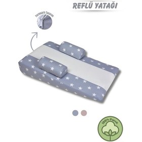 Resim Bebek Reflü Yatağı, Yastığı Yıkanabilir Kılıf Gri 
