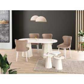 Resim Beyaz Highgloss Piramit Ayak 90 160 Pota Sabit Masa Beyaz 