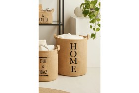 Resim Ocean Home Textile Jüt Katlanır Kirli Çamaşır Dolap İçi Çocuk Odası Oyuncak Düzenleyici Saklama Sepeti 36x40 cm 