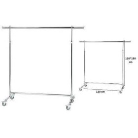 Resim vitrinraf Komple Krom Frenli Tekerlekli Stand Askılık (eşek) Stant Lüks Tekli 