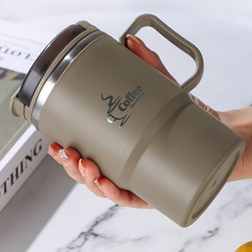 Resim Paslanmaz Çelik İzole Kahve Kupası 19.3 oz Kapak ve Kaşık ile - Yeniden Kullanılabilir, Çok Amaçlı Termal Bardak Ofis, Seyahat ve Spor İçin - Çay Demliği Dahil - Sadece Elde Yıkama - Cadılar Bayramı, Noel İçin İdeal Hediye 