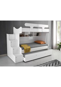 Resim Beenal Samara Ranza -3 Karyolalı Merdivenli Ranza,Yavrulu Karyola 