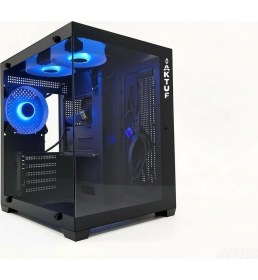 Resim Aktuf Royal Siyah 3 Rgb Fanlı Temperli Cam Panel Boş M-Atx Gaming Oyuncu Bilgisayar Kasası 