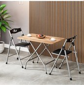 Resim 50x80 Atlantik Çam Katlanır Masa ve 2 Adet Sandalye Seti 1127 