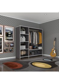 Resim Kenzlife giysi dolabı mükremin 150*150*40 gri gardırop 