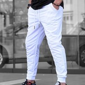 Resim Erkekler için düz renkli jogger spor pantolon, bağcıklı, hafif ve nefes alabilir koşu fitness dar pantolon dış mekan pantolonları 