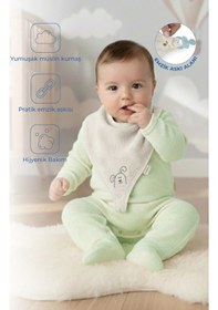 Resim Babyjem Emzik Askılı Müslin Mama Önlüğü Ekru 