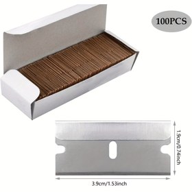 Resim Araba, Pencere, Boya, Etiket ve Çıkartma Temizliği için 100 adet Paslanmaz Çelik Cam Silecek Bıçağı - Zemin, Duvar ve Cam için Çok Yüzeyli Temizlik Araçları, Araba Temizlik Aksesuarları 