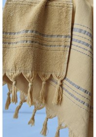 Resim Çizgili Havlu Peştemal 90x170cm - Yumuşak Ve Yüksek Su Emici - %100 Pamuk-hardal Hardal Hardal 