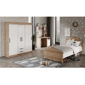 Resim Afilli Ildır Cocuk Odası Takımı Tamamı Mdf Flora Ve Beyaz Flora Beyaz 