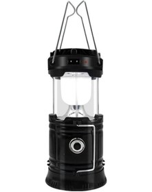 Resim Fun Şarjlı Kamp Lambası Güneş Enerjili Kamp Feneri Led Lamba Fanus Işıldak - Siyah 