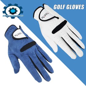 Resim Erkekler için Profesyonel Golf Eldivenleri - Kalın, Kaymaz & Dayanıklı, Sol El için Nefes Alabilir Tasarım - Beyaz/Mavi 