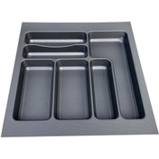 Resim DİZAYNAKS Versa Antrasit Dokulu Çekmece İçi Kare Antibakteriyel Plastik Kaşıklık 43 X 49 