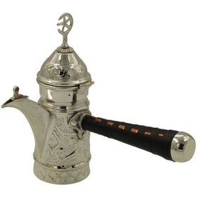 Resim Gümüş Kaplama Nakışlı Bakır Mırra Cezve 20 Cm 