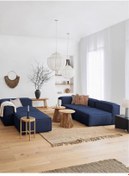 Resim EDSY HOME Mira Relax 4 Modül Köşe Koltuk ( LACİVERT ) Keten Kumaş 