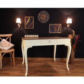 Resim Wooding-Mobilya Wooding 120 Cm Çekmeceli Masif Krem Naturel Çalışma Masası 