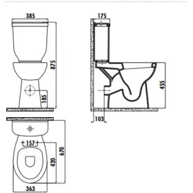 Resim Creavit BD315 Bedensel Engelli Arkadan Çıkışlı Klozet Takım 