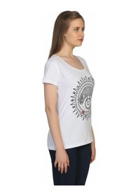 Resim Bant Giyim - Avcının Sevdası Bukalemun Beyaz Kadın T-Shirt Tişört 