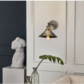 Resim Riolight Vintage,retro,rustik Fırçalı Matt Altın Siyah 1xe27 Metal Duvar Aplik Çap:23cm Antik Eskitme 