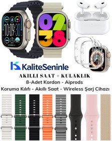 Resim KALİTESENİNLE Watch 8 + Pro Bluetooth Kulaklık Set, Iphone Uyumlu Ve Android Tüm Telefonlara Uyumlu Set 