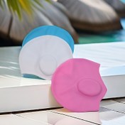 Resim 2'li set yüzme şapkası, erkek ve kadın yetişkin kulak koruyucu silikon yüzme şapkaları, su sporları yüzme ekipmanı 