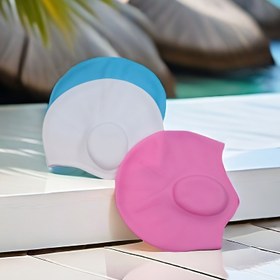 Resim 2'li set yüzme şapkası, erkek ve kadın yetişkin kulak koruyucu silikon yüzme şapkaları, su sporları yüzme ekipmanı 