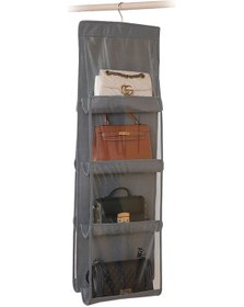 Resim Youmex Duvar Takılı 4 Katlı 8 Cepli Gri Çanta Organizörü - İç Cepheli, Döner Kanca İle Gardrop Çanta Saklama Çantası Gri 