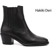 Resim Gönderi R Kadın Siyah Kalın Topuklu Hakiki Deri Kovboy Bot Dkzb02842608 Siyah 