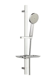 Resim T-may Lidya Kare Borulu Hareketli Sürgülü Duş Seti Üst Takımı Krom 