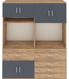 Resim Hyperion Gardrop 7 Raflı 5 Çekmeceli 6 Kapaklı 176x44x221 Çam-antrasit/çam Antrasit/çam 