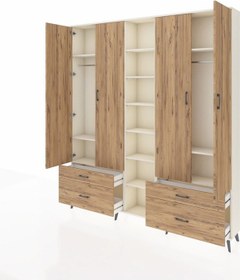 Resim Arges Dolap 12 Raflı 4 Çekmeceli 2 Askılı 220x30x243 Aytaşı-çam/çam Atlas Çam/atlas Çam 