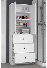 Resim Güneş 3 Çekmeceli 2 Kapaklı Banyo Dolabı Beyaz 
