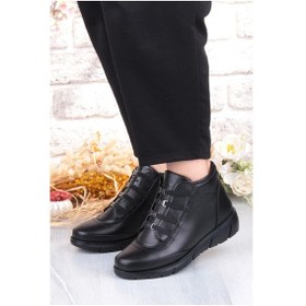 Resim Pepita Z396 Rahat Esnek Kaymaz Taban Yumuşak Hakiki Deri Kadın Bot Siyah 